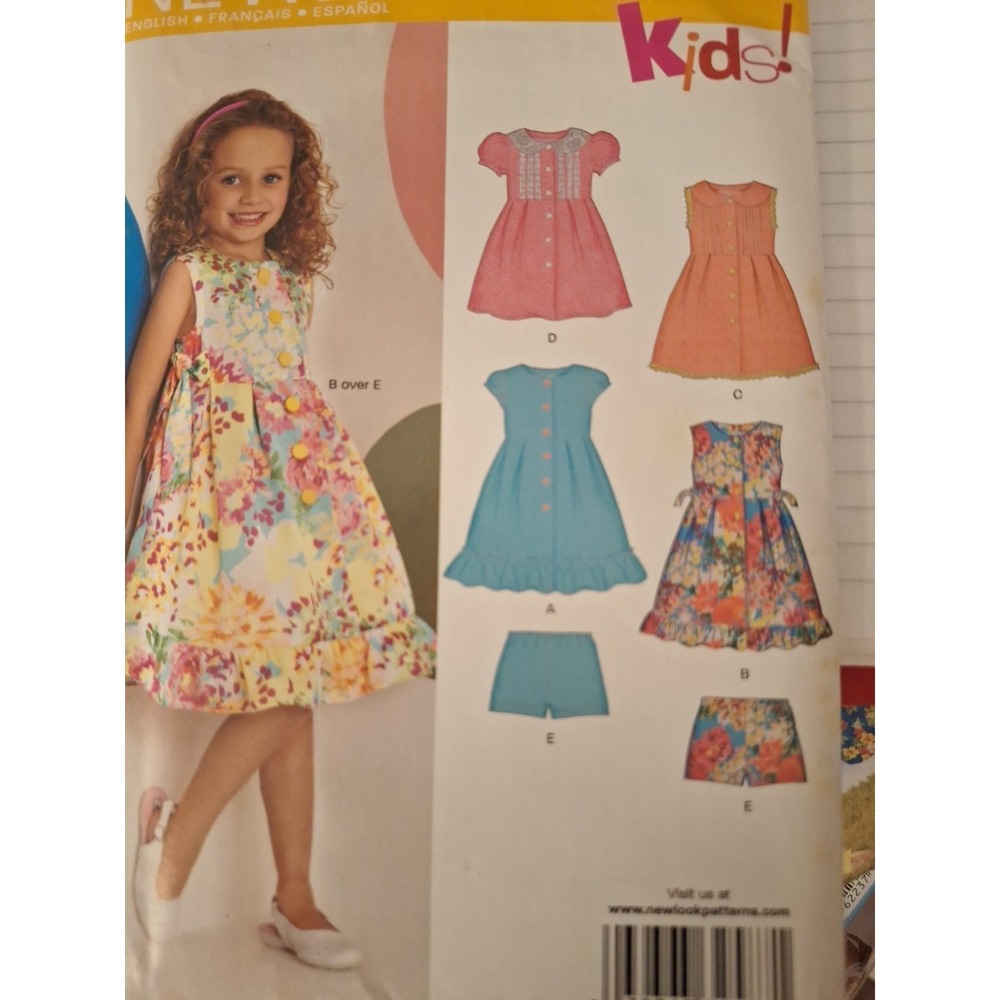 New Look Pattern 6884  Girls Dress And Shorts  Sz‎ 3-8